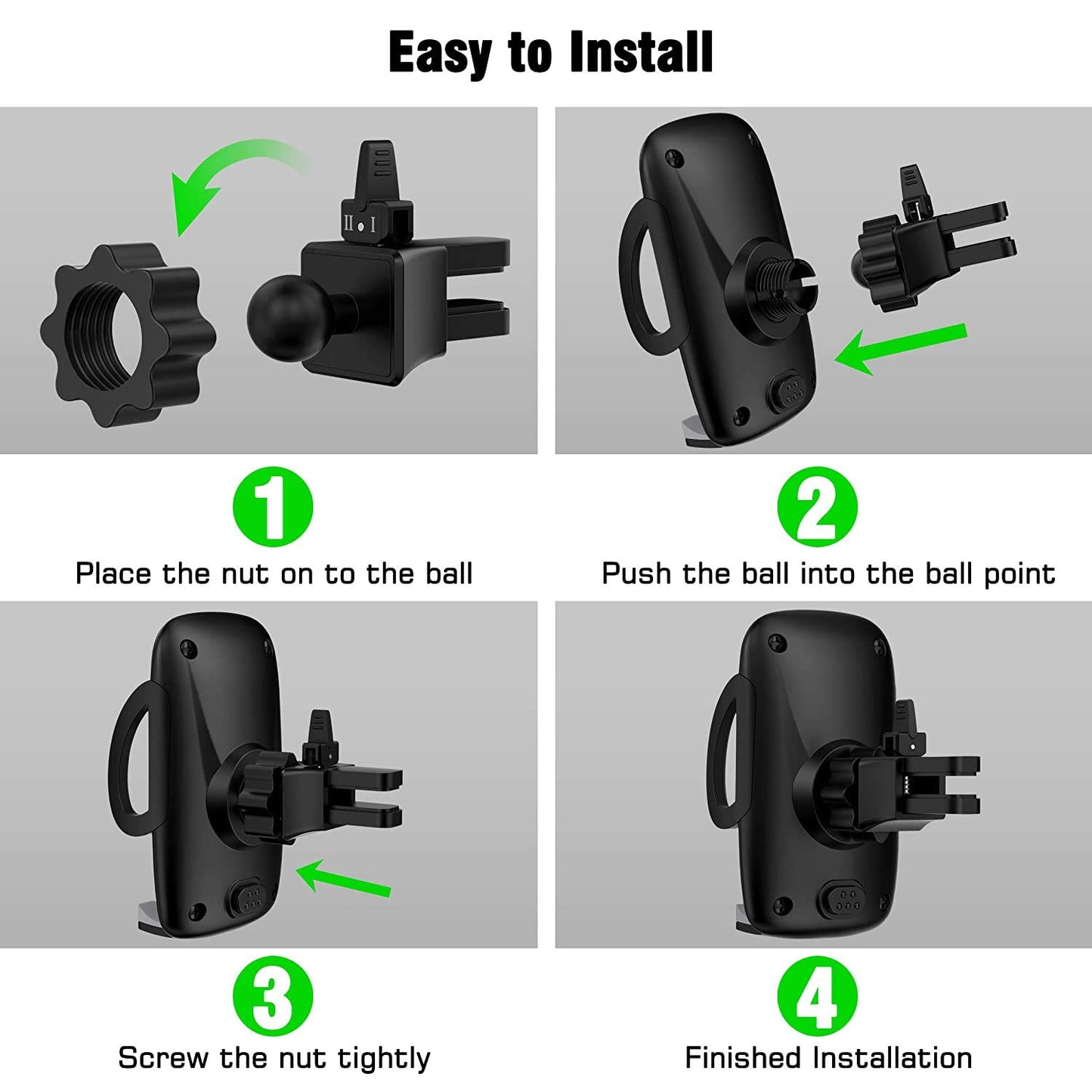 (Open Box) ELV Car Mount Adjustable Car Phone Holder Universal Long Arm, Windshield for Smartphones - Black