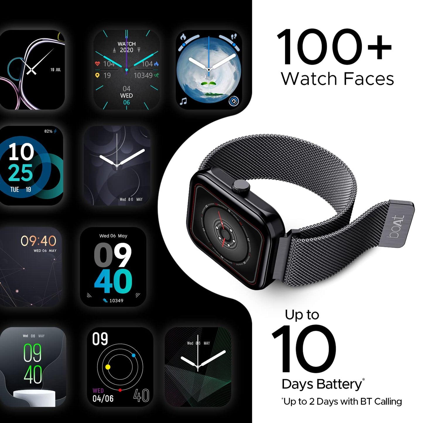 (Open Box) boAt Ultima Call Max Smart Watch w/ 2" Big HD Display, Advanced BT Calling, 100+ Sports Modes, 10 Days Battery Life, Multiple Watch Faces, IP68, HR & SpO2, Sedentary Alerts(Active Black)