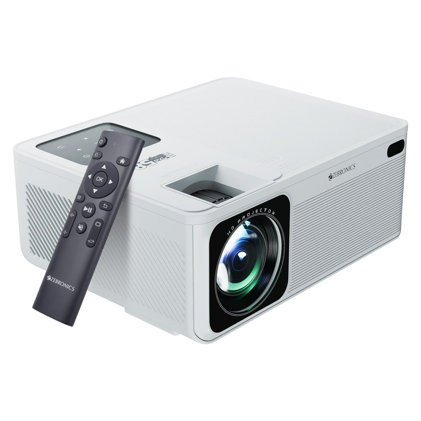 (Open Box) ZEBRONICS PIXAPLAY 15 Smart LED Projector with Dolby Audio, 5500 lumens, 4K Support, 180 Inch Screen Size, Supports Miracast, Bluetooth, USB, HDMI, WiFi, APP Support, 1080p Native