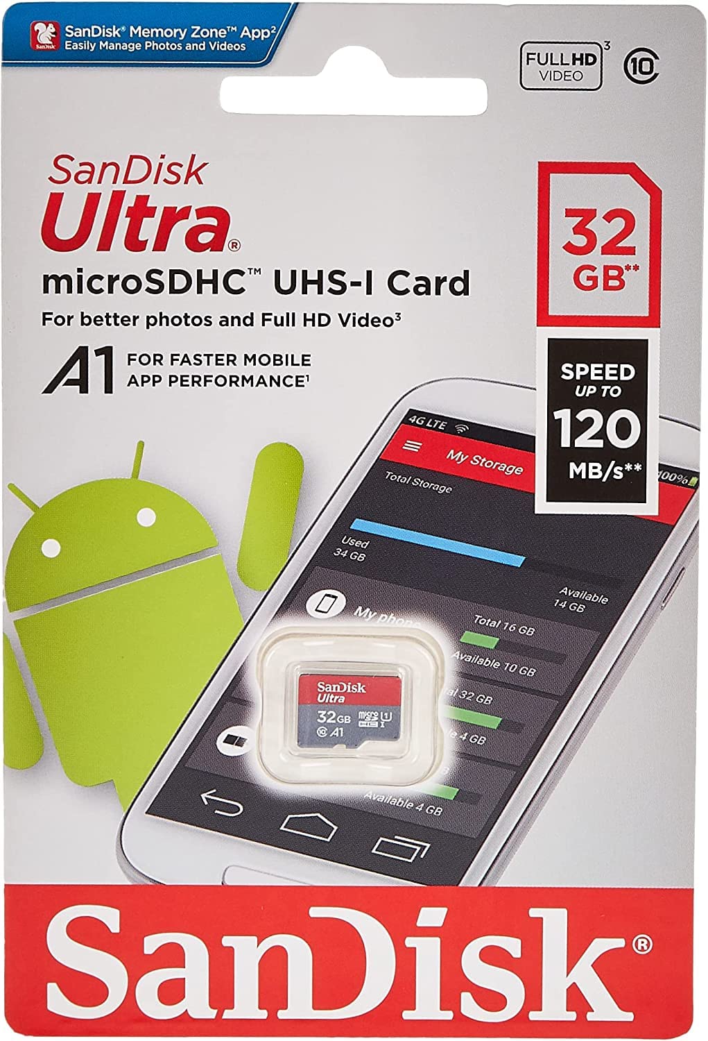 (Open Box) SanDisk Ultra 256GB microSDXC UHS-I, 150MB/s R, Memory Card, 10 Y Warranty, for Smartphones