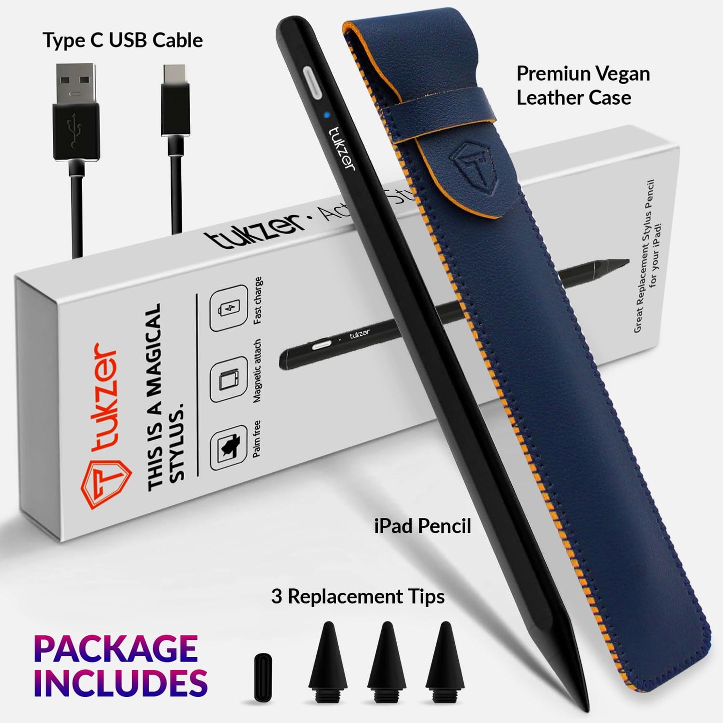 (Open Box)Tukzer 5-Replacement Tip Compatible with Tukzer Stylus Pen for iPad Palm Rejection, 2nd Gen Compatible for (2018-2021) iPad 6/7/8/9 Gen; iPad Pro(11/12.9") iPad Mini (5,2021) iPad Air 3rd Gen(TZ-TIP1)