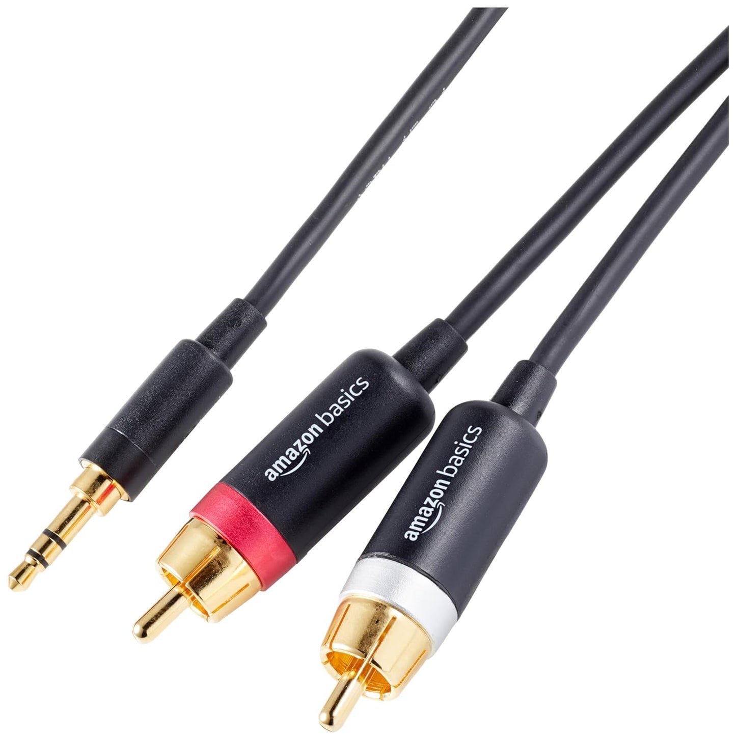(Open Box) amazon basics 3.5Mm To 2-Male Rca Adapter Cable - 4 Feet, Gold