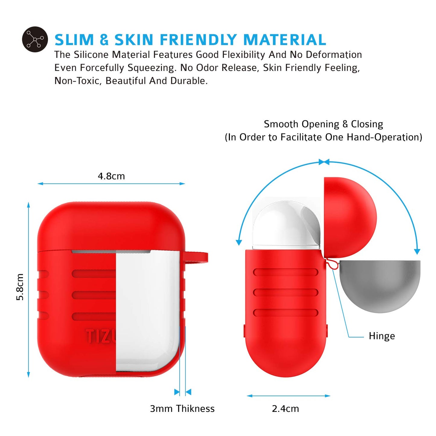 (Open Box) Tizum Apple AirPod Case (Blood Red)