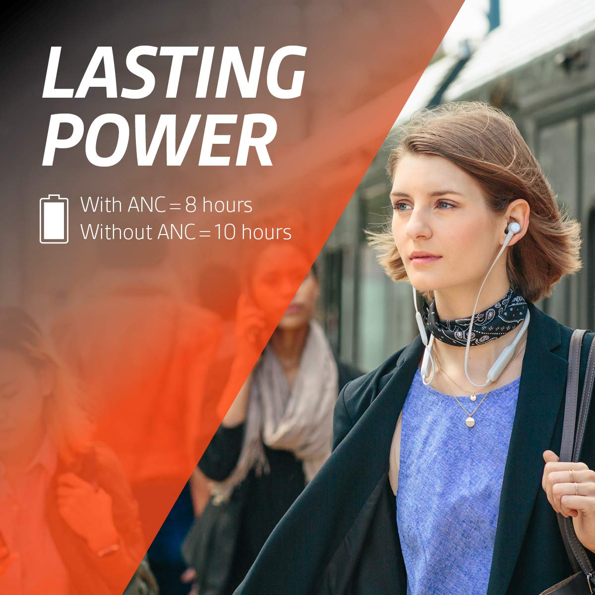 (Open Box) Plantronics BackBeat GO 410 Wireless Headphones, Active Noise Canceling Earbuds,Bone