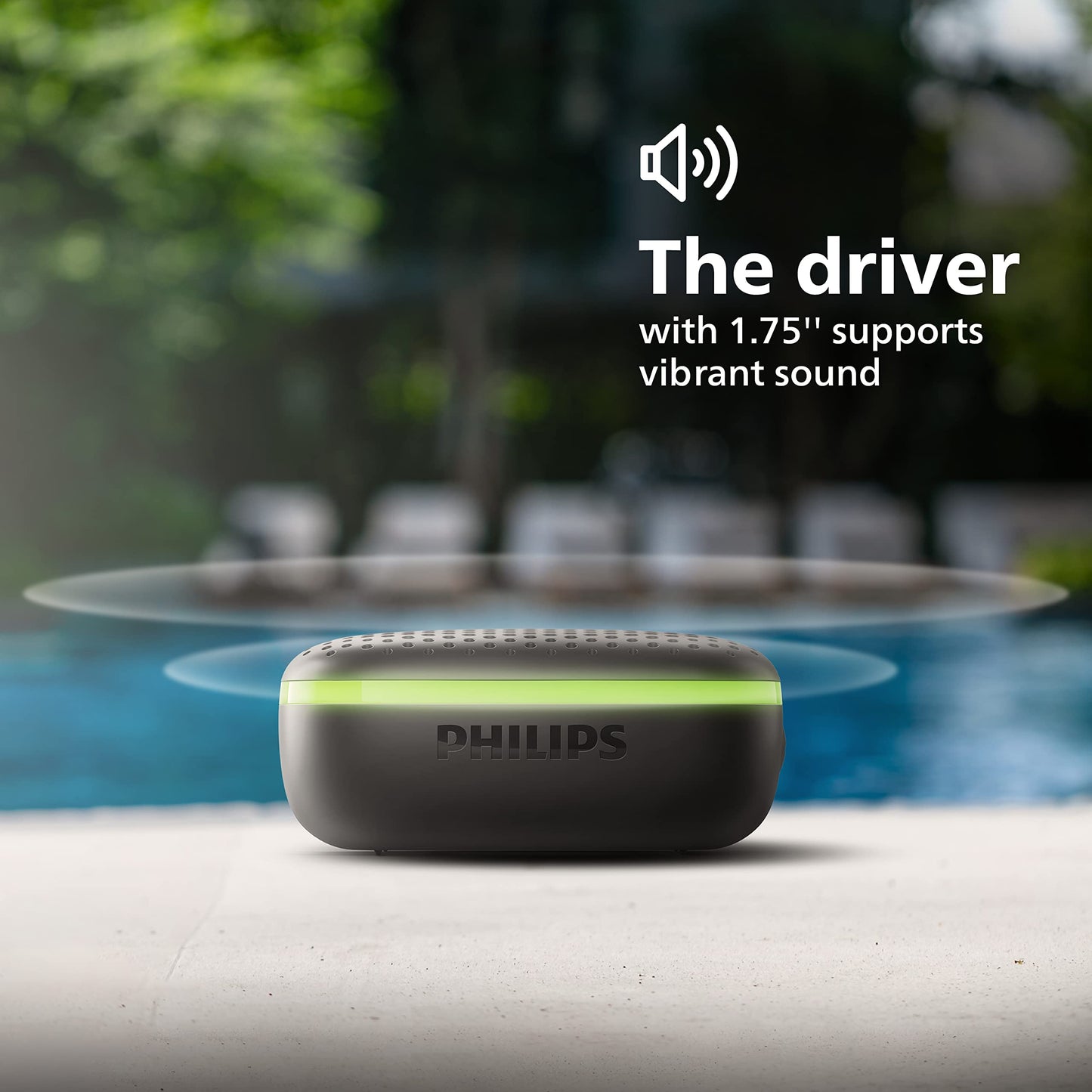(Open Box) Philips Audio Bluetooth Speaker TAS2505B, 6W with LED Lights (Built-in Microphone, Durable and IPX7 Waterproof, 10 Hours’ Playback Time, 20-m Range) Black