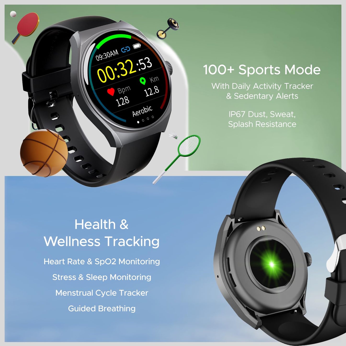 (Without box)boAt Lunar Seek w/ 1.39" (3.5 cm) HD Display, Advanced Bluetooth Calling, Functional Crown, Multiple Sports Mode,100 Watch Faces, IP67 Dust, Sweat & Splash Resistance, HR & SpO2 Monitoring(Metal Grey)