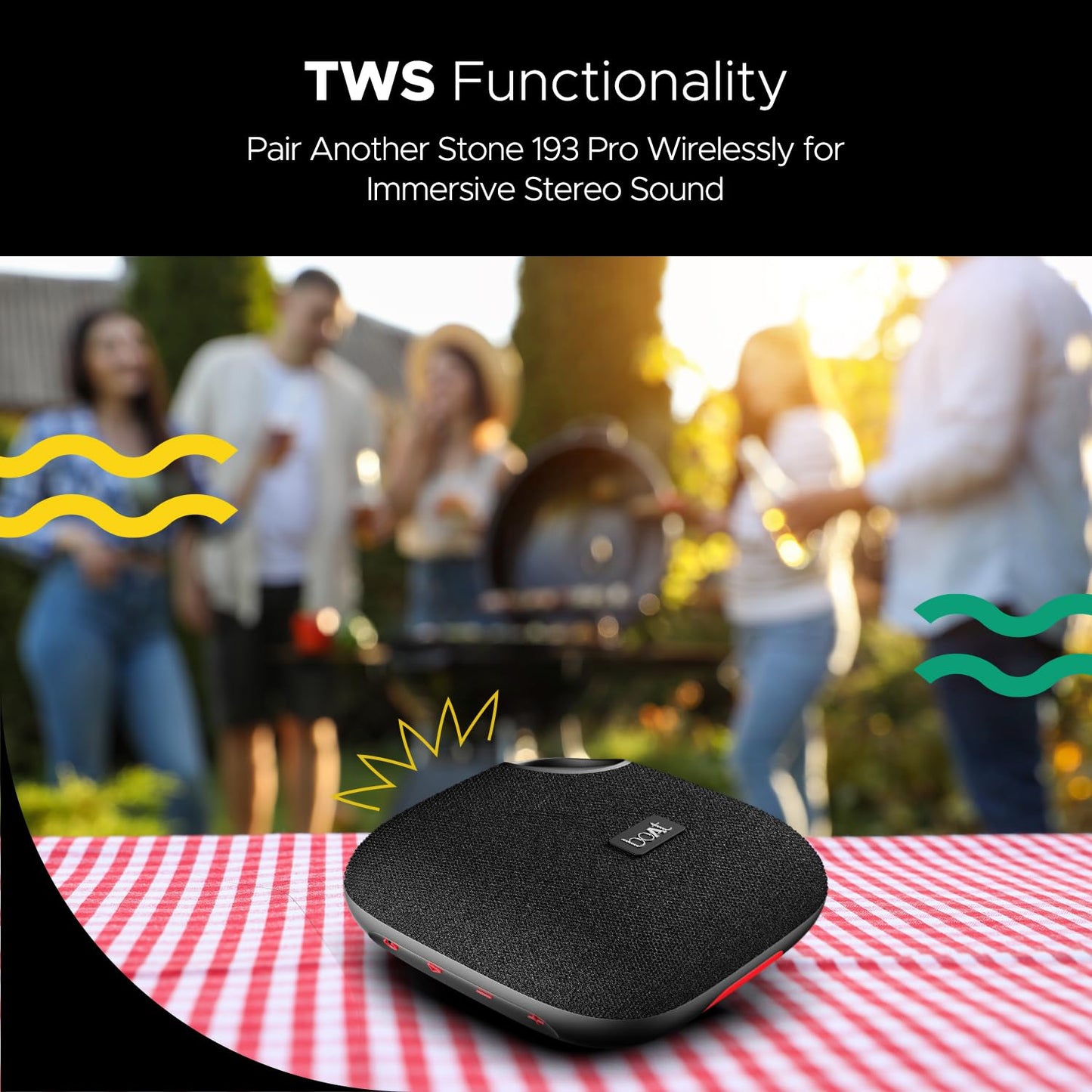 (Open Box) boAt Stone 193 Pro /190 Pro with 5W Signature Sound, Up to 12hrs of Playtime, TWS Feature, Built-in Mic, Bluetooth v5.3, AUX Port, TF Card Connectivity, IPX6 & Type-C Bluetooth Speaker(Raging Black)