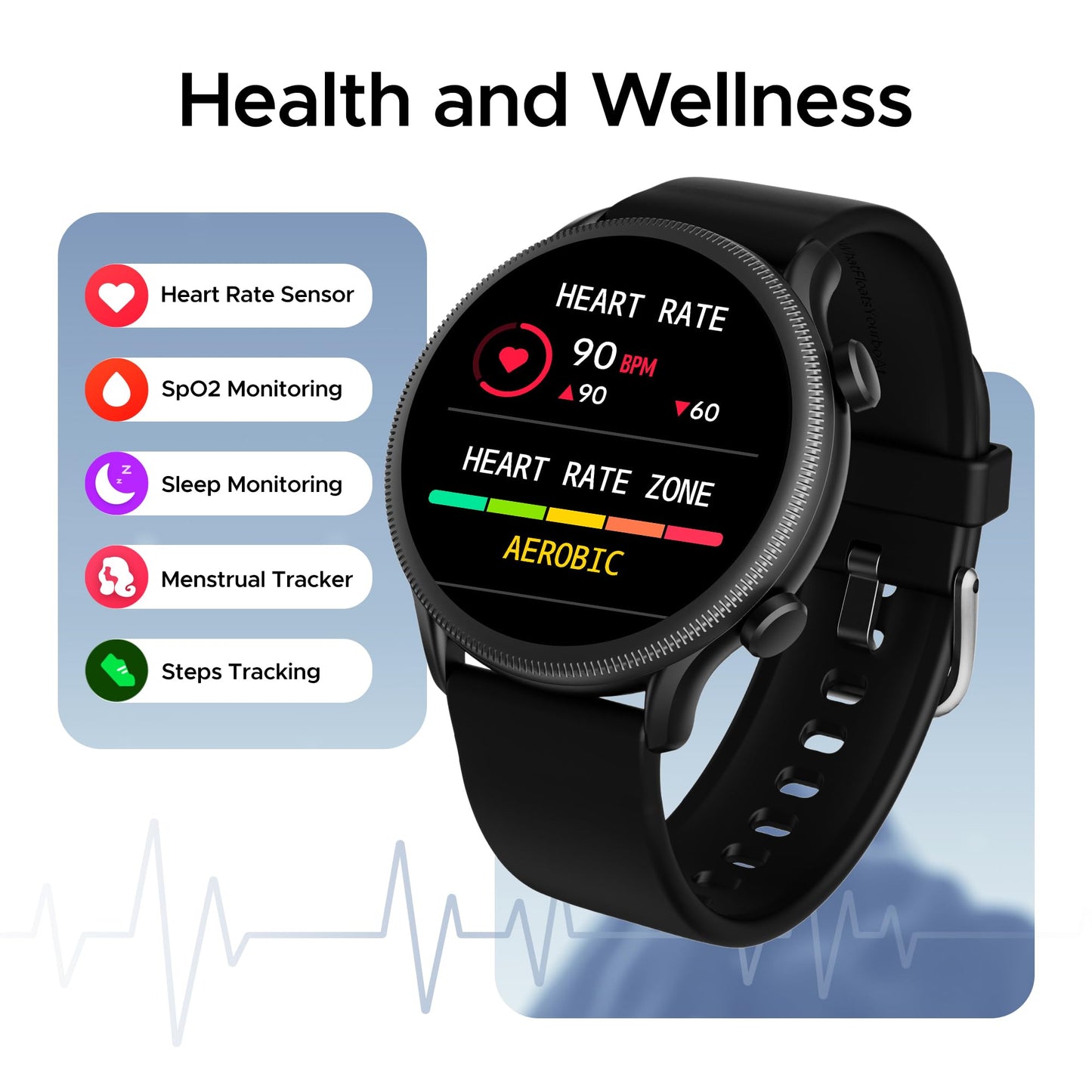 (Without box)boAt Lunar Orb w/ 1.45" (3.6 cm) AMOLED Display, BT Calling, DIY Watch Face Studio, Coins, Crest App Health Ecosystem, Live Cricket & Football Scores, IP67, Smart Watch for Men & Women(Active Black)
