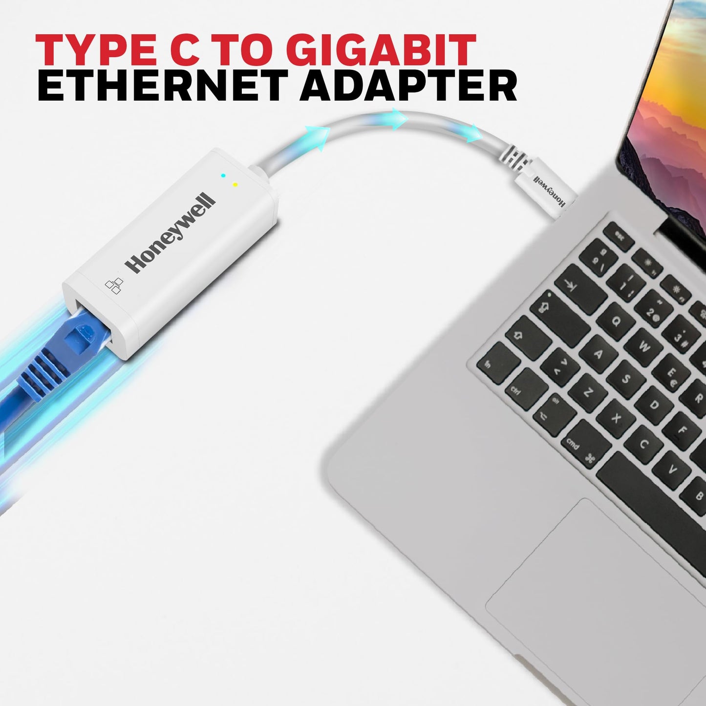 (Open Box) Honeywell 4-in-1 Type C 3.1 to USB 3.0 with RJ45 Gigabit Ethernet Adapter, 5GBPS Transfer Speed, 3x3.0 USB Ports, 1Gbps Bandwidth, Universally Compatible with Type C MacBooks, laptops, PCs, Tablets