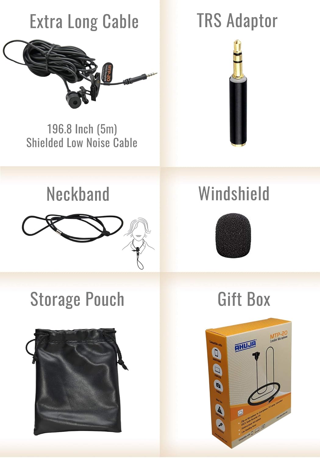 (Open Box) AHUJA MTP-20 Lavalier Microphone for mobie Phones,Video Recording etc