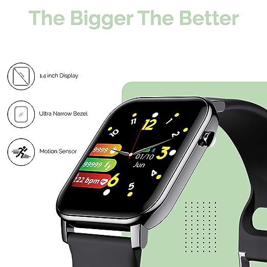 (OPEN BOX) TAGG Verve Smartwatch with Real Time Heart Rate Tracking, SPO2 (Blood Oxygen Monitoring), Sleep Tracking with 10 Days Battery Life, Active Black