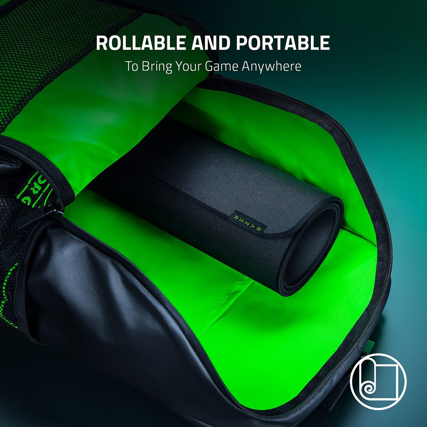 (OPEN BOX)Razer Strider - L Multilayer Synthetic Leather, Foam Padding, Head Cushion, Height Adjustable, Black/Green (RZ02-03810200-R3M1)