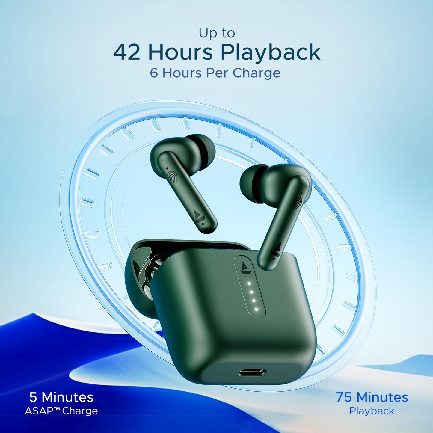 (Without Box) boAt Airdopes 141 Bluetooth Truly Wireless in-Ear Earbuds w/ 42H Playtime,Low Latency Mode for Gaming, ENx Tech, IWP, IPX4 Water Resistance, Smooth Touch Controls
