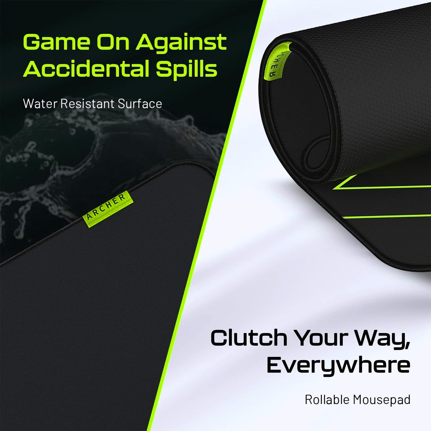 (Open Box) Archer Tech Lab Quiver 400 Gaming Mousepad, 16 RGB Strip Design, Touch Control, High Speed+Low Friction Jacquard Cloth Surface, Fruit Grain Anti Skid Base, Water-Resistant, Extra Ports, Portable