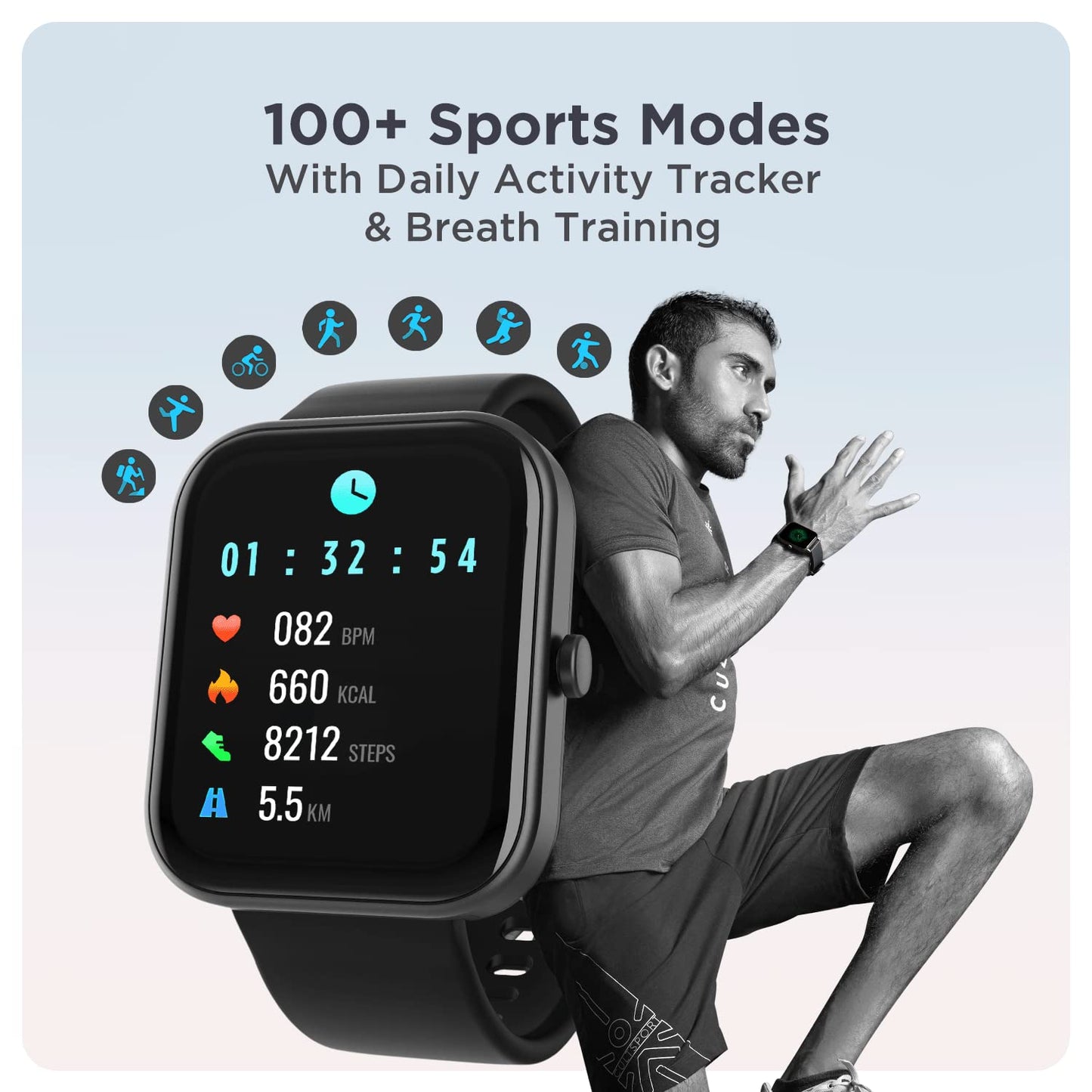 (Without Box)boAt Wave Electra Smart Watch w/ 1.81" (4.5 cm) HD Display, Smart Calling w/Ultra-Seamless BT Calling Chip,20 Built-in Watch Faces,100 + Sports Modes,Menu Personalization,in-Built Games(Deep Blue)