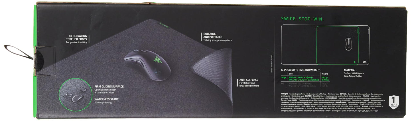 (OPEN BOX)Razer Strider - L Multilayer Synthetic Leather, Foam Padding, Head Cushion, Height Adjustable, Black/Green (RZ02-03810200-R3M1)