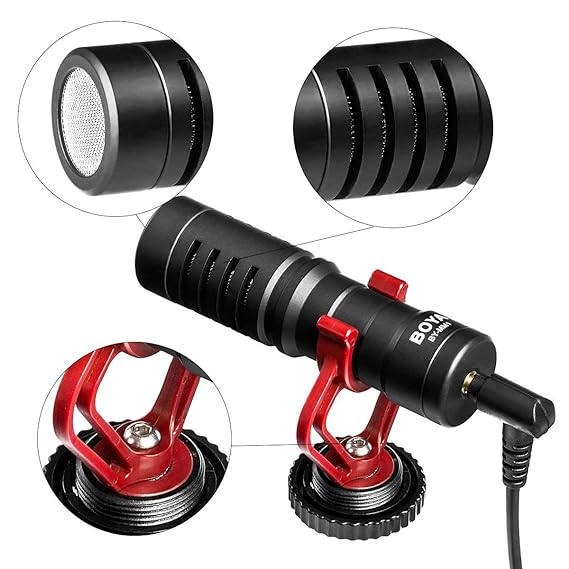 (Open Box) Boya by-MM1 Super-Cardioid Shotgun Microphone with Real Time Monitoring Compatible with iPhone/Android Smartphones, DSLR Cameras Camcorders for Live Streaming Audio Recording