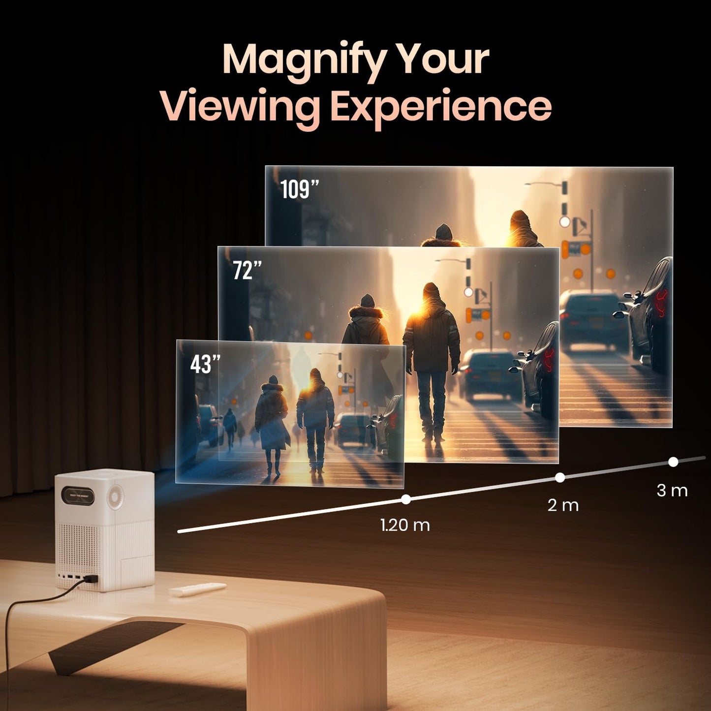 (Open Box) Portronics Beem 440 Smart LED Projector with 720p HD Resolution, Rotatable Design, Built-in Streaming Apps (Netflix, Prime Video, Hotstar), 2000 Lumens, Screen Mirroring, 3 Watts Speaker (White)