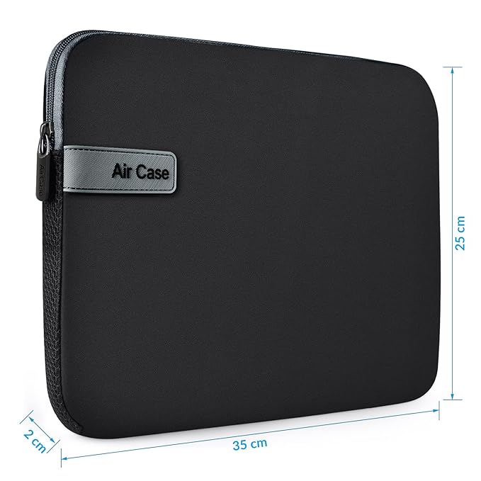 (Open Box) AirCase Protective Laptop Bag Sleeve fits Upto 13.3" Laptop/MacBook Pro/Air M1/M2, Wrinkle Free, Padded, Water Resistant Light Neoprene case Cover Pouch, for Men & Women, Black- 6 Months Warranty