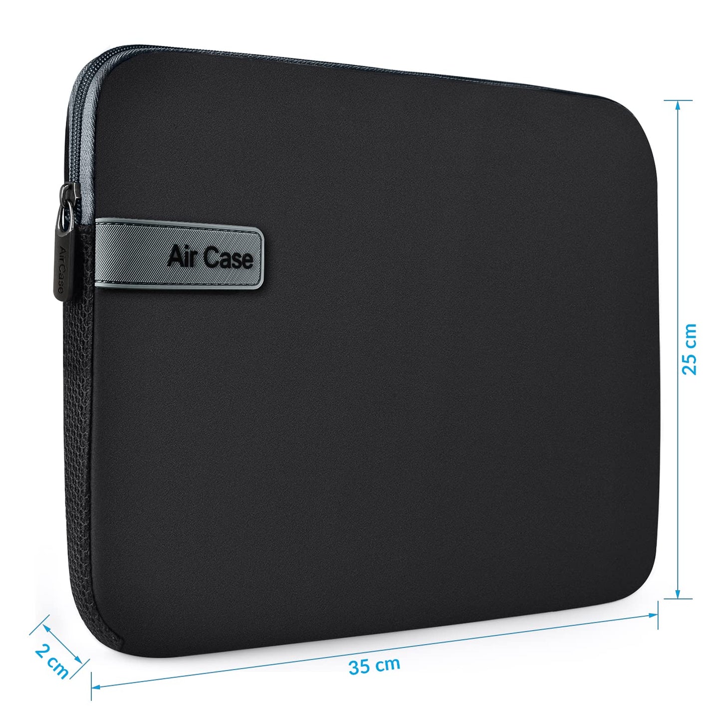 (Open Box) AirCase Protective Laptop Bag Sleeve fits Upto 13.3" Laptop/MacBook Pro/Air M1/M2, Wrinkle Free, Padded, Water Resistant Light Neoprene case Cover Pouch, for Men & Women, Black- 6 Months Warranty