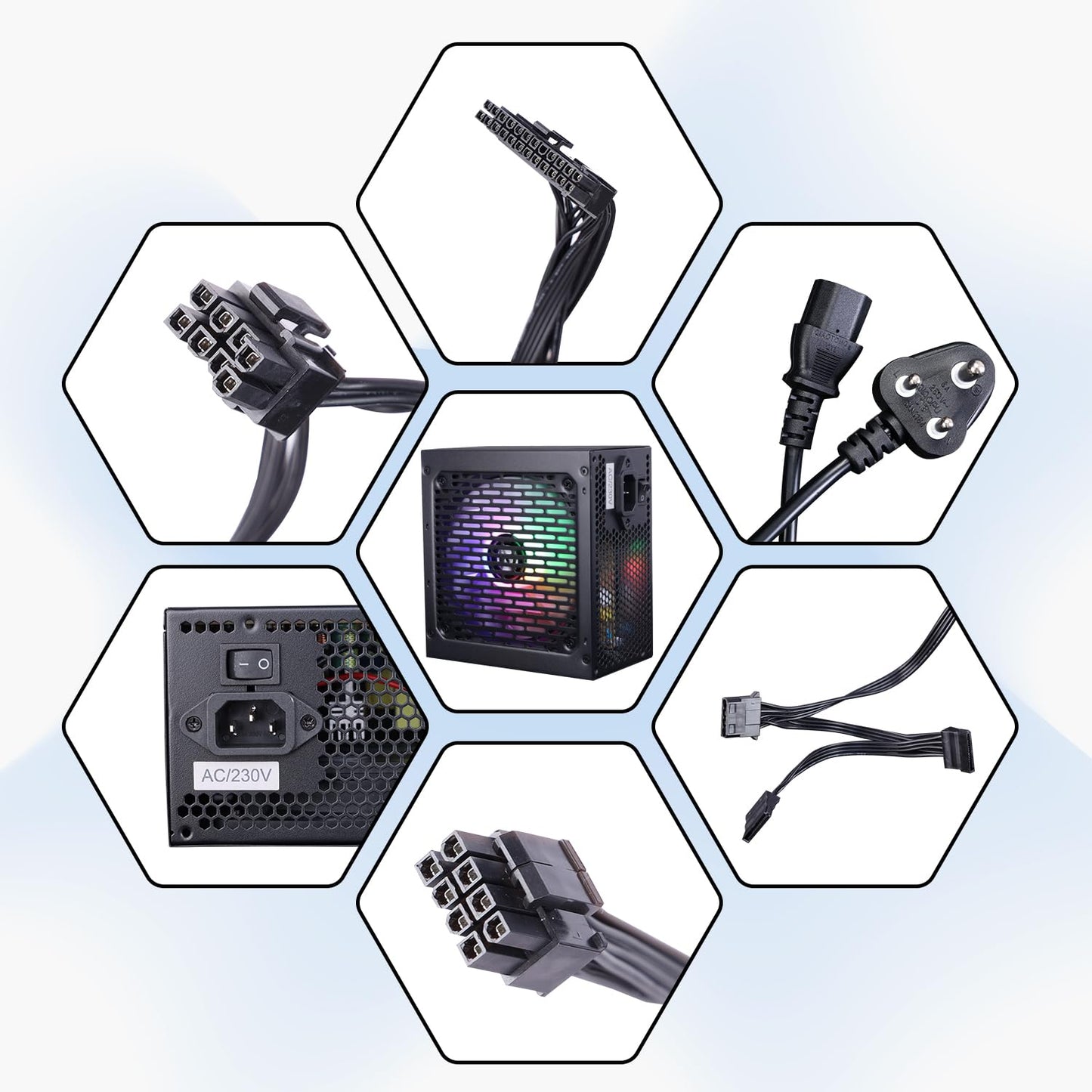 (Open Box)Zebronics 450W Black Gold Power Supply with 3X SATA connectors, 2X Molex, 80mm Built-in Fan, Extra Long Cables, 1.2 Meter Power Cable and Suitable for Regular use Computers