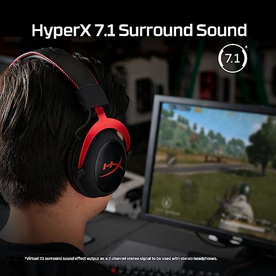 (OPEN BOX) HyperX Cloud II Gaming Headset for PC, PS5 / PS4. Includes 7.1 Virtual Surround Sound and USB Audio Control Box - Red (4P5M0AA)