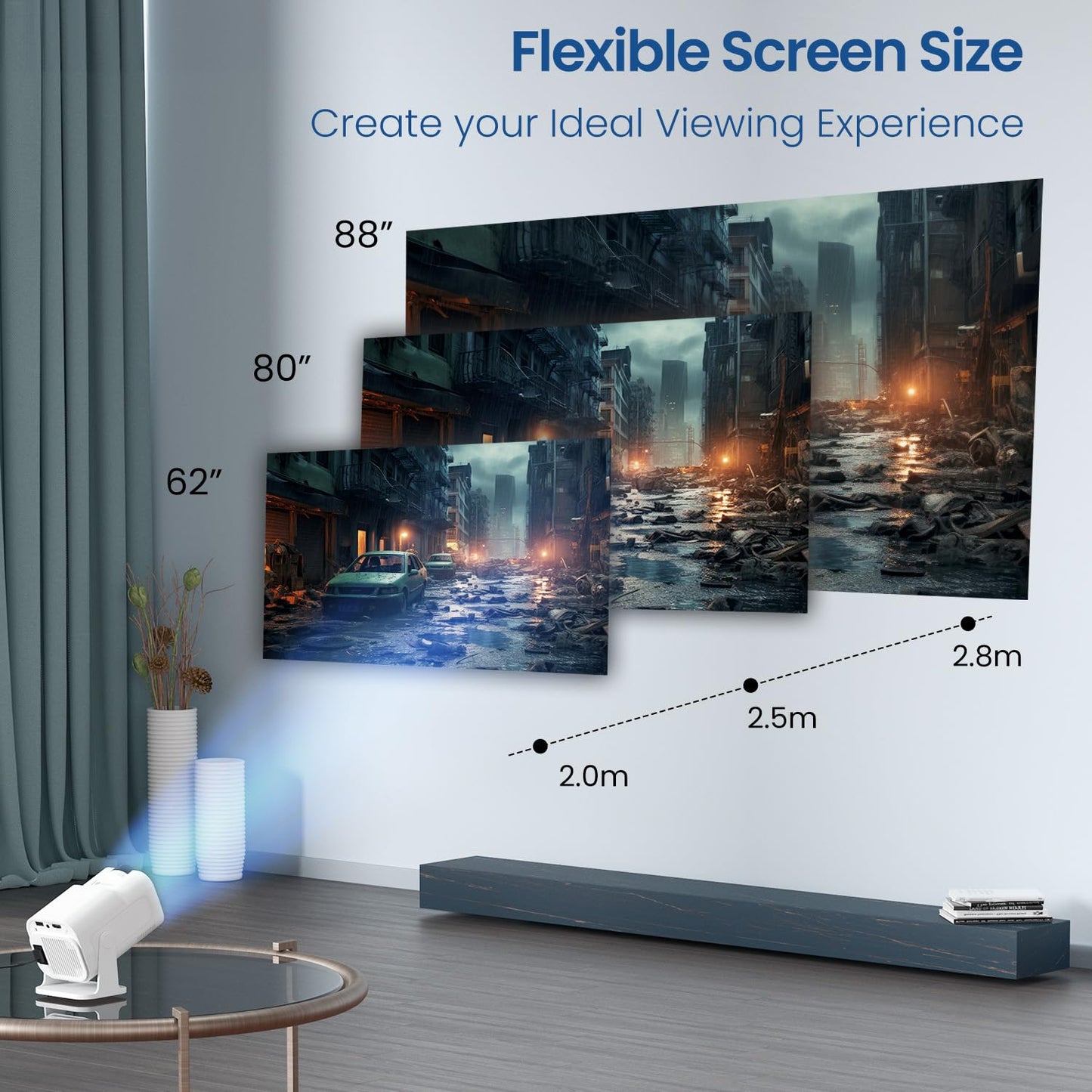 (Open Box) Portronics Beem 440 Smart LED Projector with 720p HD Resolution, Rotatable Design, Built-in Streaming Apps (Netflix, Prime Video, Hotstar), 2000 Lumens, Screen Mirroring, 3 Watts Speaker (White)