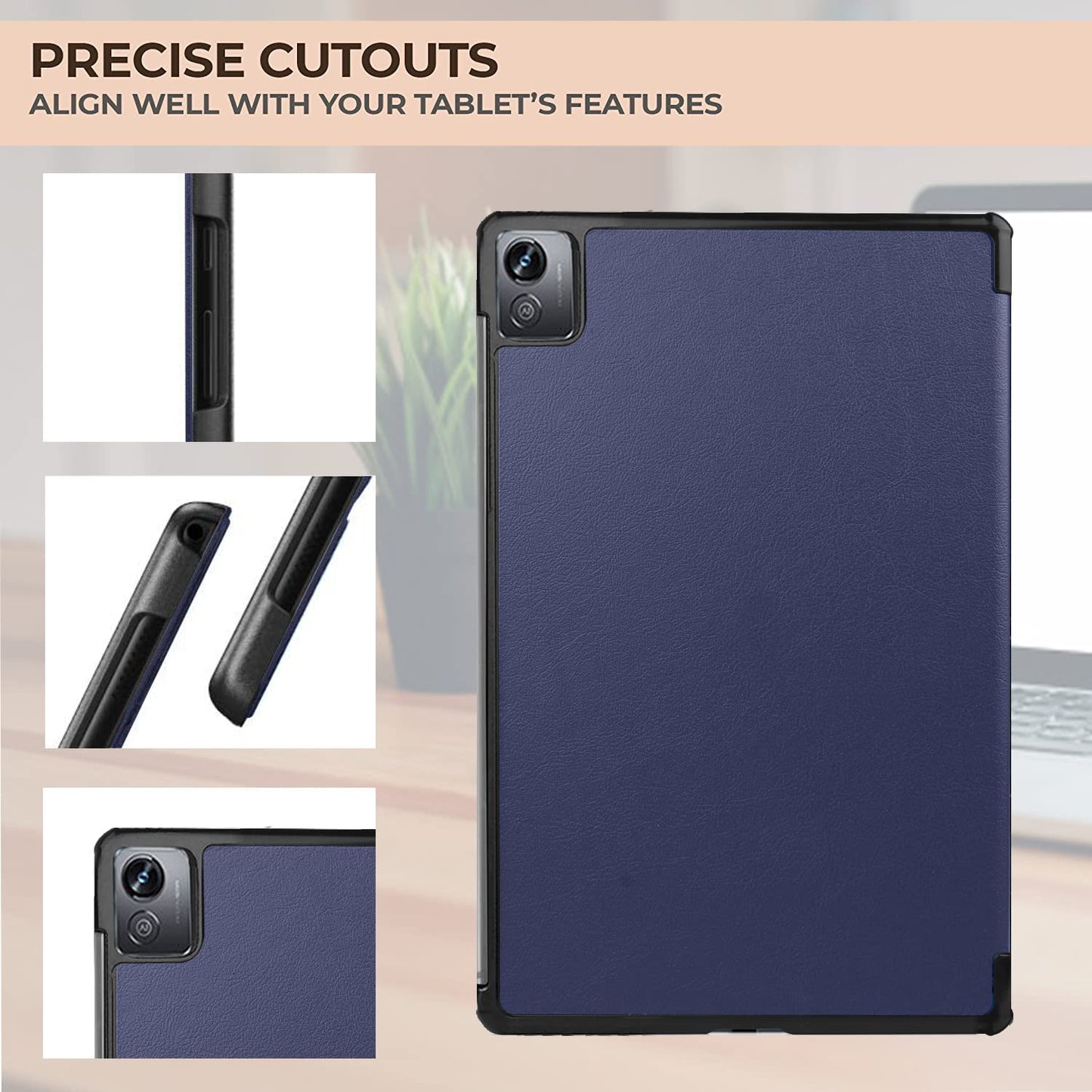 (OPEN BOX)Robustrion Trifold Flip Stand Case Cover for Realme Pad X 11 inch Tablet Cover - Black