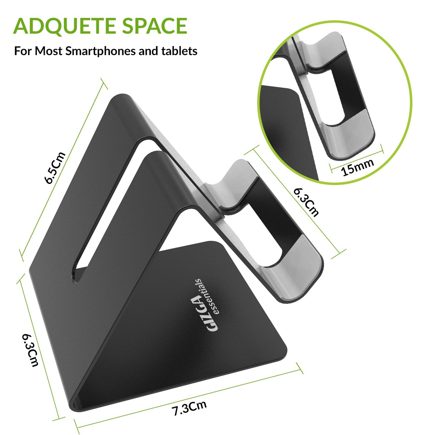 (Open Box) Tizum Aluminium Portable Stand with Convenient Charging Port Design for All Smartphone Mobile Holder - Silver