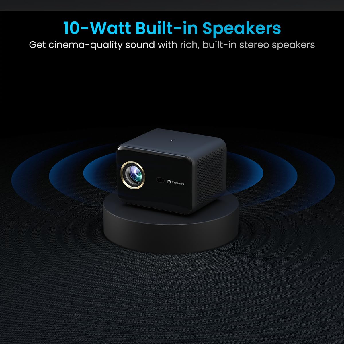 (Open Box) Portronics Beem 440 Smart LED Projector with 720p HD Resolution, Rotatable Design, Built-in Streaming Apps (Netflix, Prime Video, Hotstar), 2000 Lumens, Screen Mirroring, 3 Watts Speaker (White)