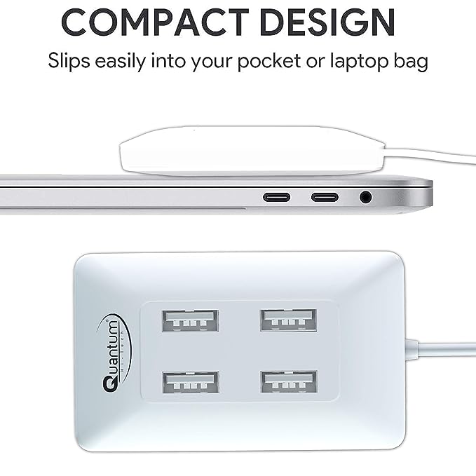 (Open Box) Quantum QHM6633 4-Port Hi-Speed USB Hub with 480 Mbps Speed