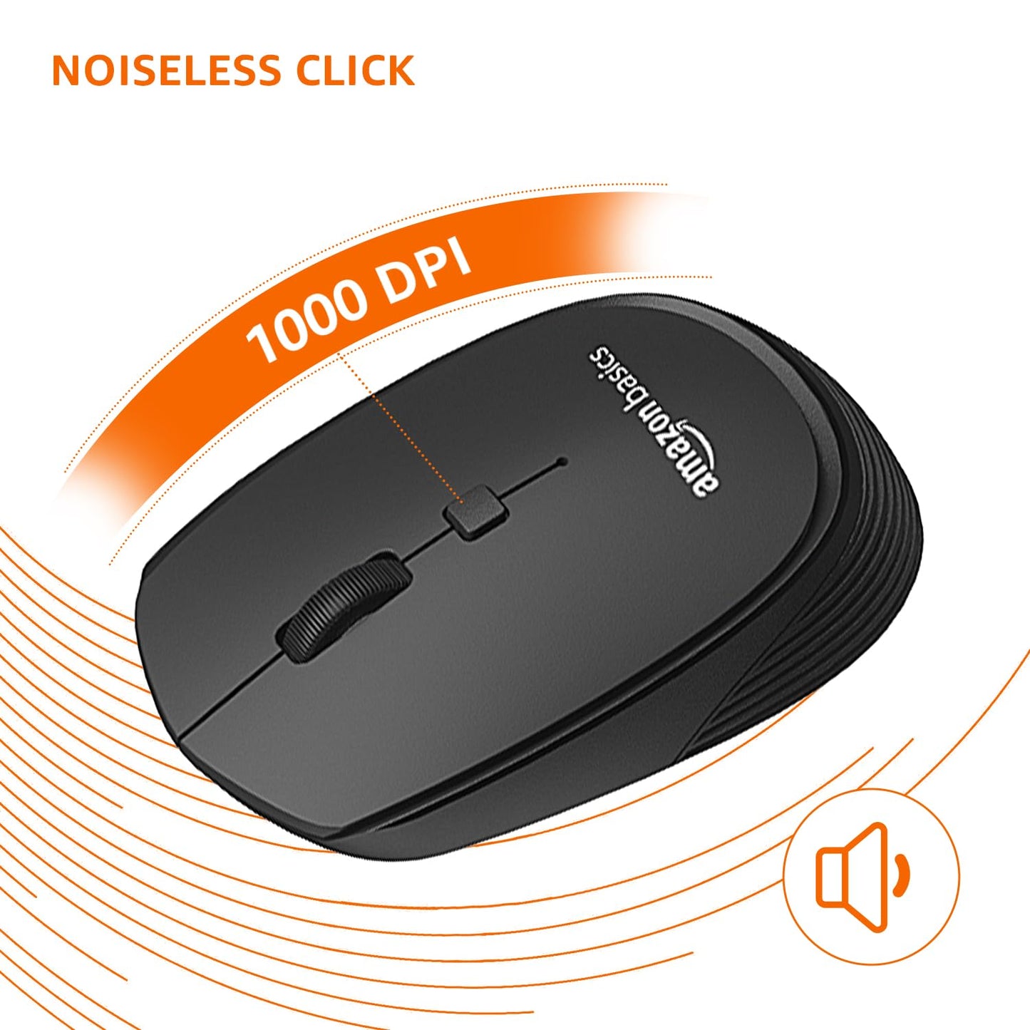 (Open Box) Amazon Basics USB Wireless Keyboard and Mouse Set with Nano Receiver