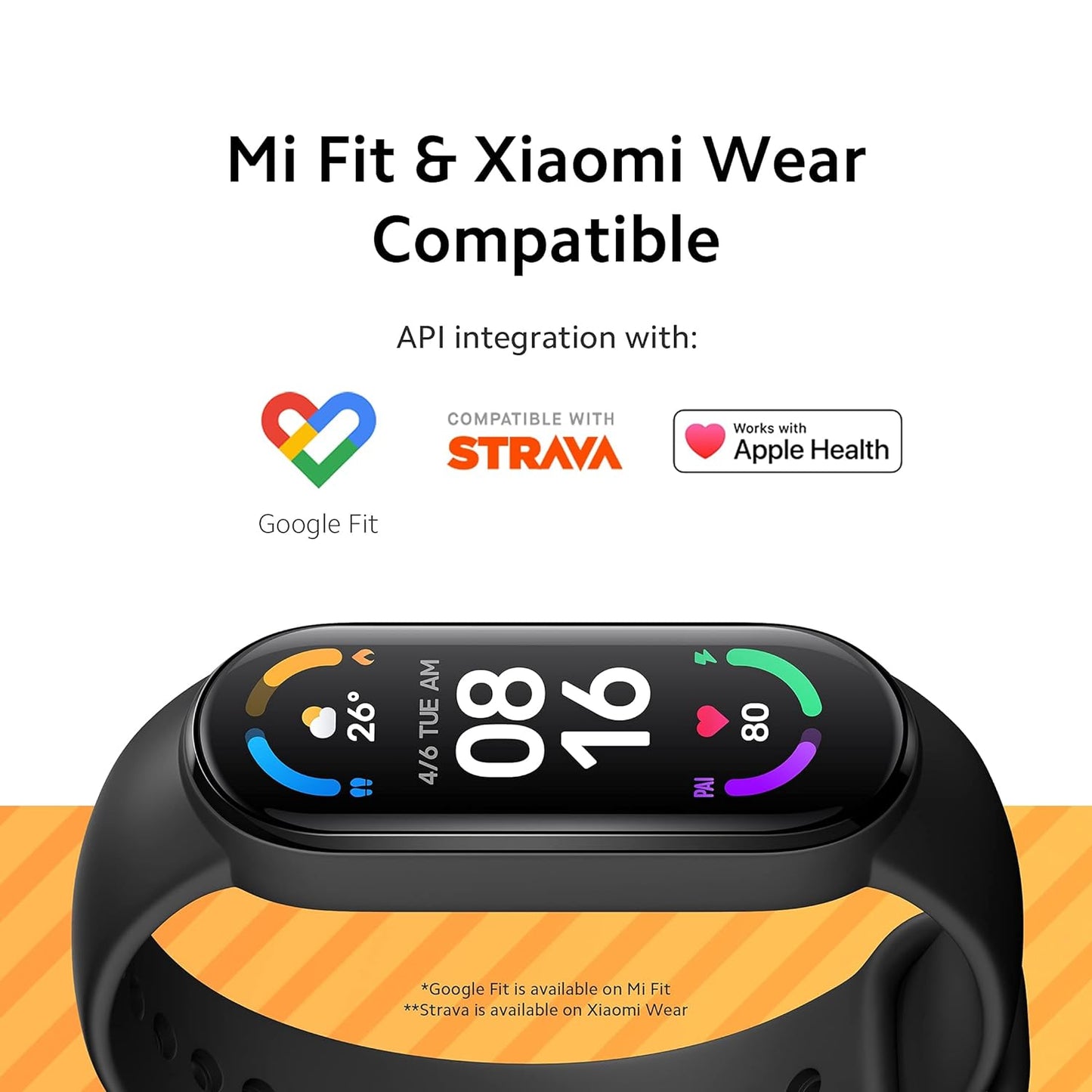 (Open Box) Xiaomi Mi Smart Band 6-1.56'' (3.96 cm) Large AMOLED Color Display, 2 Week Battery Life, 30 Fitness Mode, 5 ATM, SpO2, HR, Sleep Monitoring, Women's Health Tracking, Alarm, Music Control (Black)