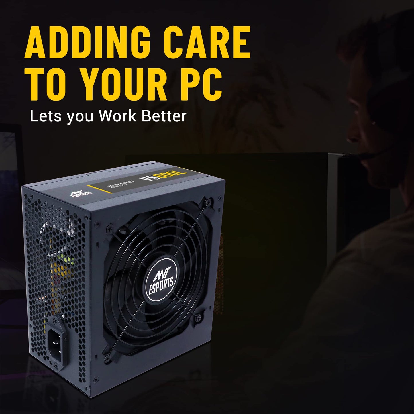 (Open Box)Ant Esports VS450L Non-Modular High Efficiency Gaming Power Supply/PSU with 1 x PCIe and 120mm Silent Fan