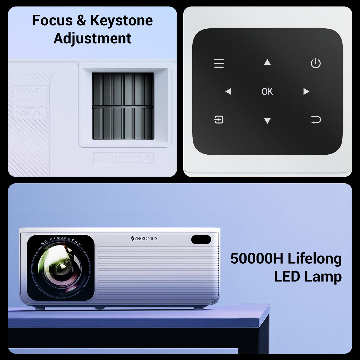 (Open Box) ZEBRONICS PIXAPLAY 15 Smart LED Projector with Dolby Audio, 5500 lumens, 4K Support, 180 Inch Screen Size, Supports Miracast, Bluetooth, USB, HDMI, WiFi, APP Support, 1080p Native