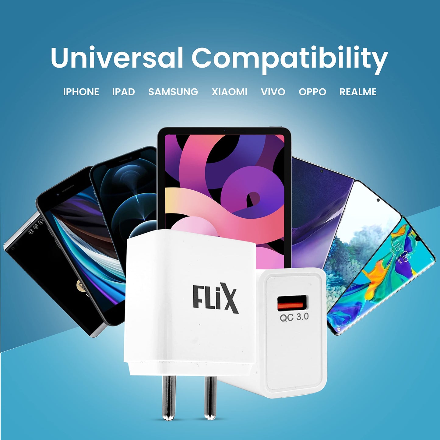 (Open Box) FLiX (Beetel) Storm 33W PD & QC Dual Port Wall Charger,USB Type A & Type C Output Widely Compatible for All Android & IOS Devices,Enhanced Safety,Light Weight & Compact,with Type C Cable (White–SD133)