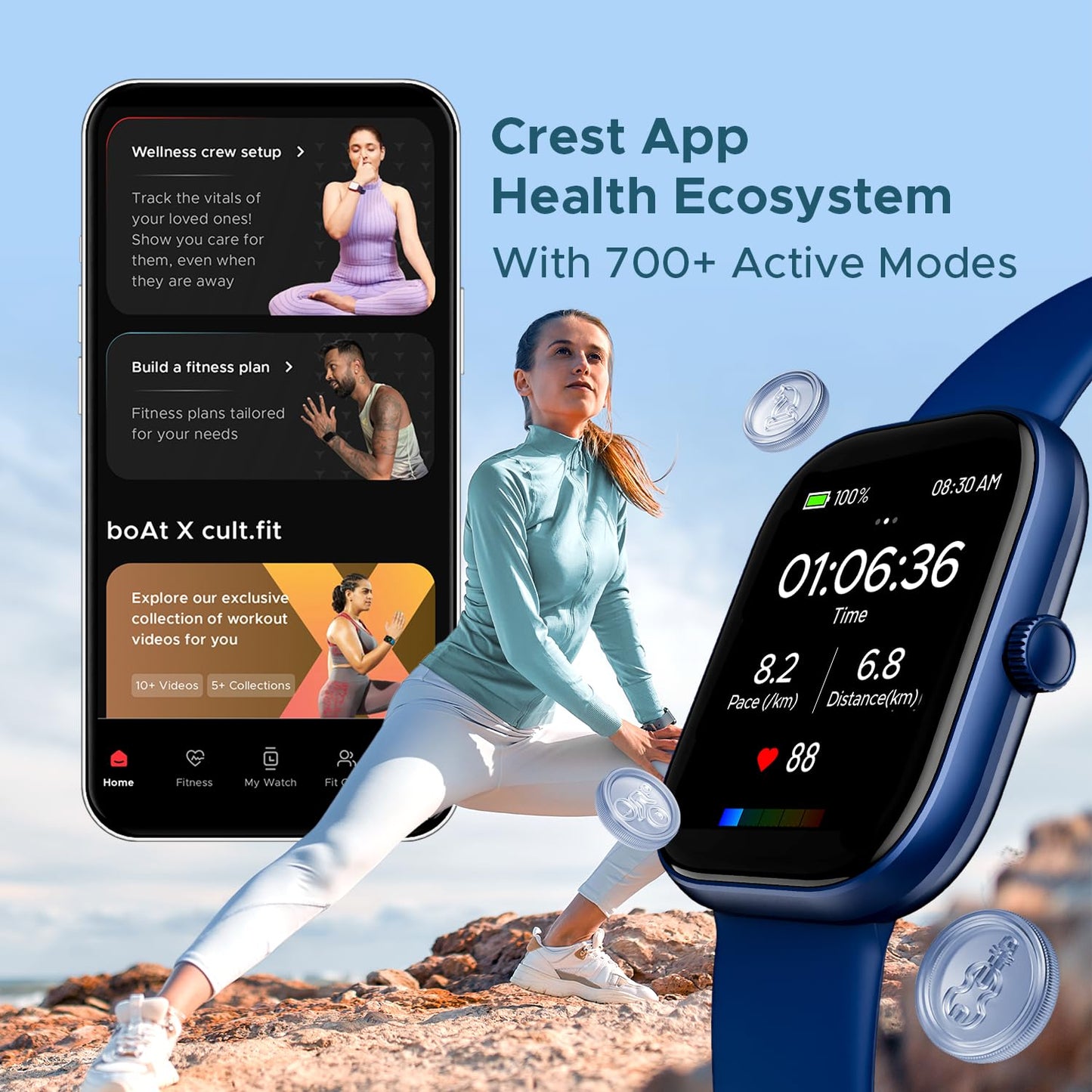 (Open Box) boAt Wave Sigma w/ 2.01" (5.1 cm) HD Display,Bluetooth Calling, Coins, DIY Watch Face Studio, 700+ Active Modes, HR&SpO2 Monitoring, Energy and Sleep Scores, Smart Watch for Men & Women(Active Black)