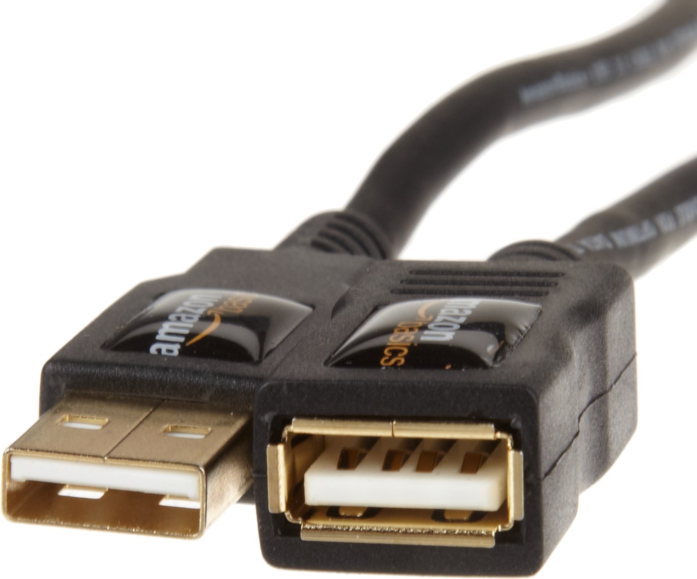 (Open Box) AmazonBasics USB 2.0 Extension Cable - A-Male to A-Female Cord, Personal Computer, Printer 6.5 Feet (Black, 2 Meters), 10-Pack