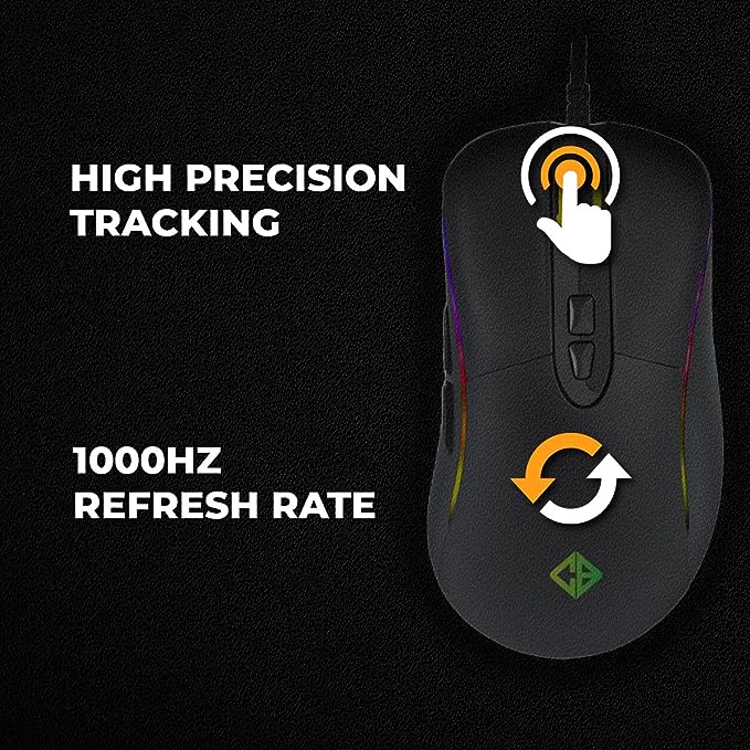 (Open Box) Cosmic Byte Equinox Alpha 5000DPI 7 Button Gaming USB Mouse, Pixart PMW3325 Sensor, Spectra RGB with Software