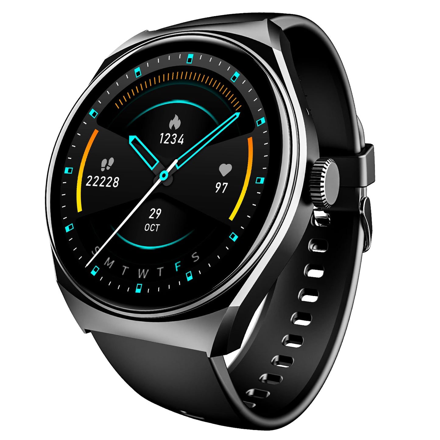 (Without box)boAt Lunar Seek w/ 1.39" (3.5 cm) HD Display, Advanced Bluetooth Calling, Functional Crown, Multiple Sports Mode,100 Watch Faces, IP67 Dust, Sweat & Splash Resistance, HR & SpO2 Monitoring(Metal Grey)