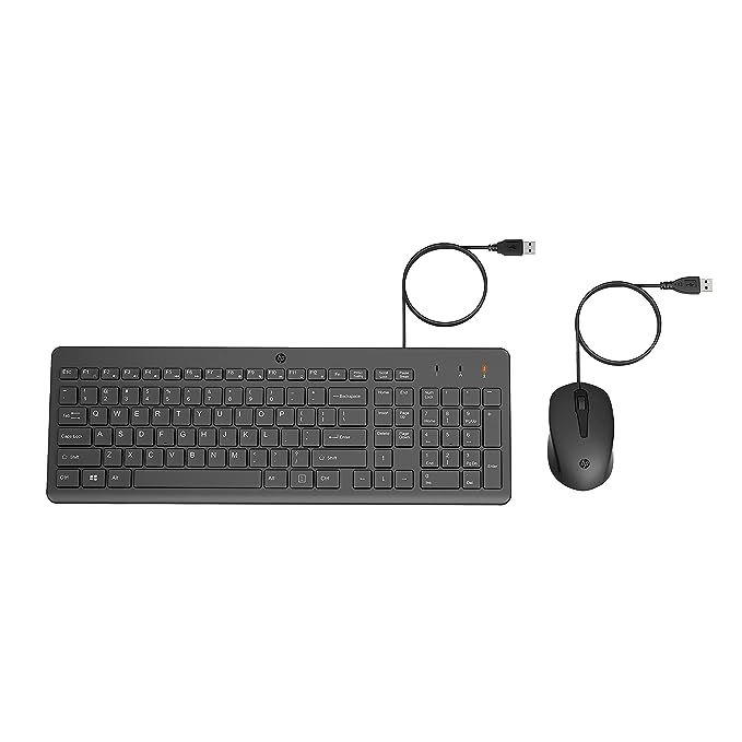(Open Box) HP 150 Wired Keyboard and Mouse Combo with Instant USB Plug-and-Play Setup, 12 Shortcut Keys, 6å¡ Adjustable Slope Keyboard and 1600 DPI Optical Sensor Mouse (3-Years Warranty, 240J7AA)