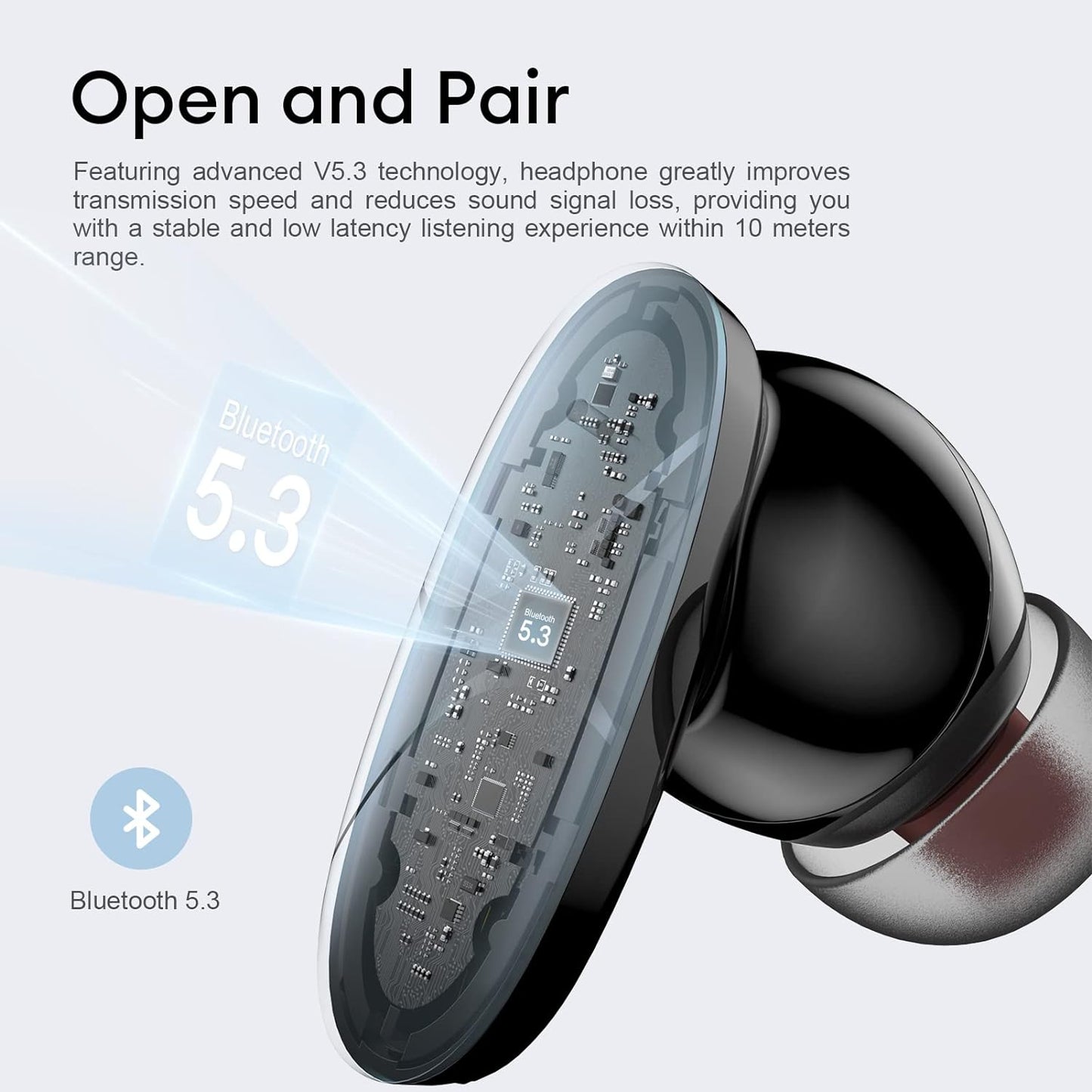 (OPEN BOX)IKODOO Buds Z Truly Wireless in-Ear Earbuds with Mic, AI-ENC, Upto 28 Hrs Playtime, 10mm Bass Drivers, Bluetooth 5.3, Quick Pair, IPX4, Type-C, Fast Charging-(10 Min = 90 Min) White