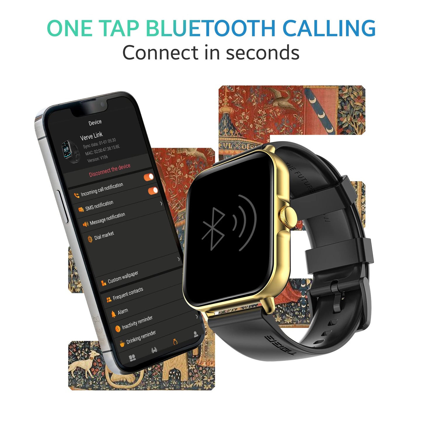 (Open box)TAGG Engage Lite Advanced Calling Smartwatch with Split Screen Function | Single Chip Technology | Fast Charge 10 min = 1 Day Usage | AI Voice Assistant | Built-In Games, Calculator, Stopwatch & Timer