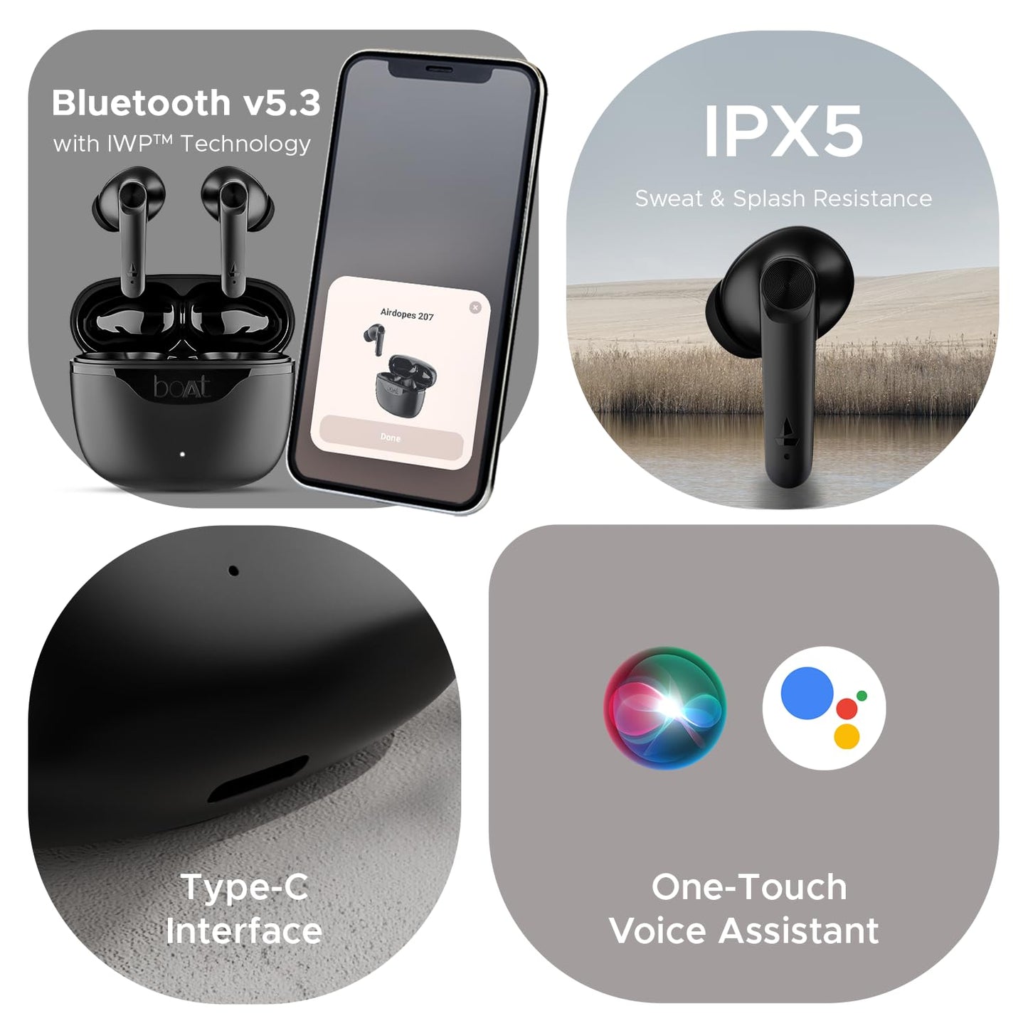 (Open Box)boAt Airdopes 207 Tws in Ear Earbuds with 50 Hrs Playtime, Quad Mics with Enx Tech, ASAP Charging, Iwp Tech, Beast Mode with 50 Ms Low Latency, Bluetooth V5.3, USB Type-C Port & Ipx5(Bold Blue)