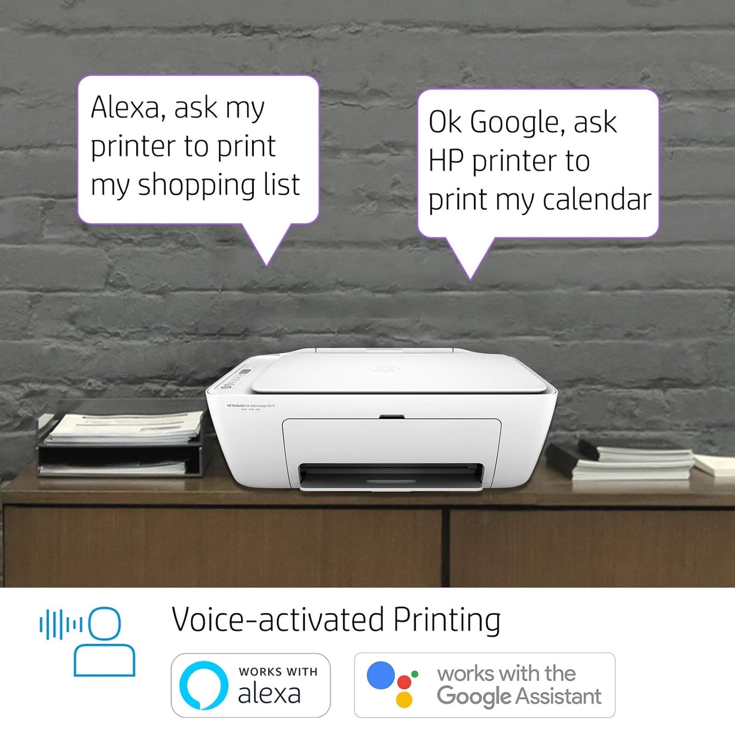(Open Box) HP DeskJet 2675 All-in-One Ink Advantage Wireless Colour Printer (White) with Voice-Activated Printing (Compatible with Alexa and Google Assistant)