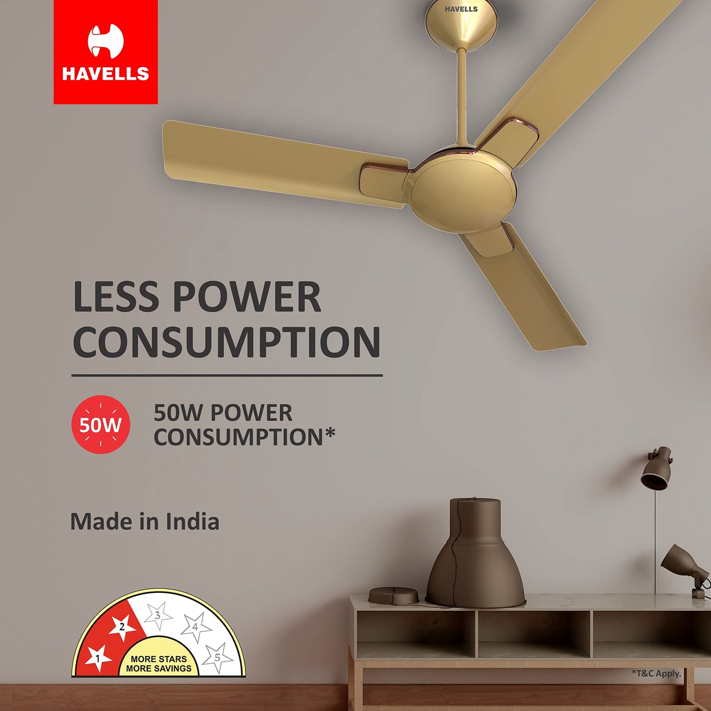 Havells 1200 mm FAN ENTICER ES BEIGE COPPER, 2 Star