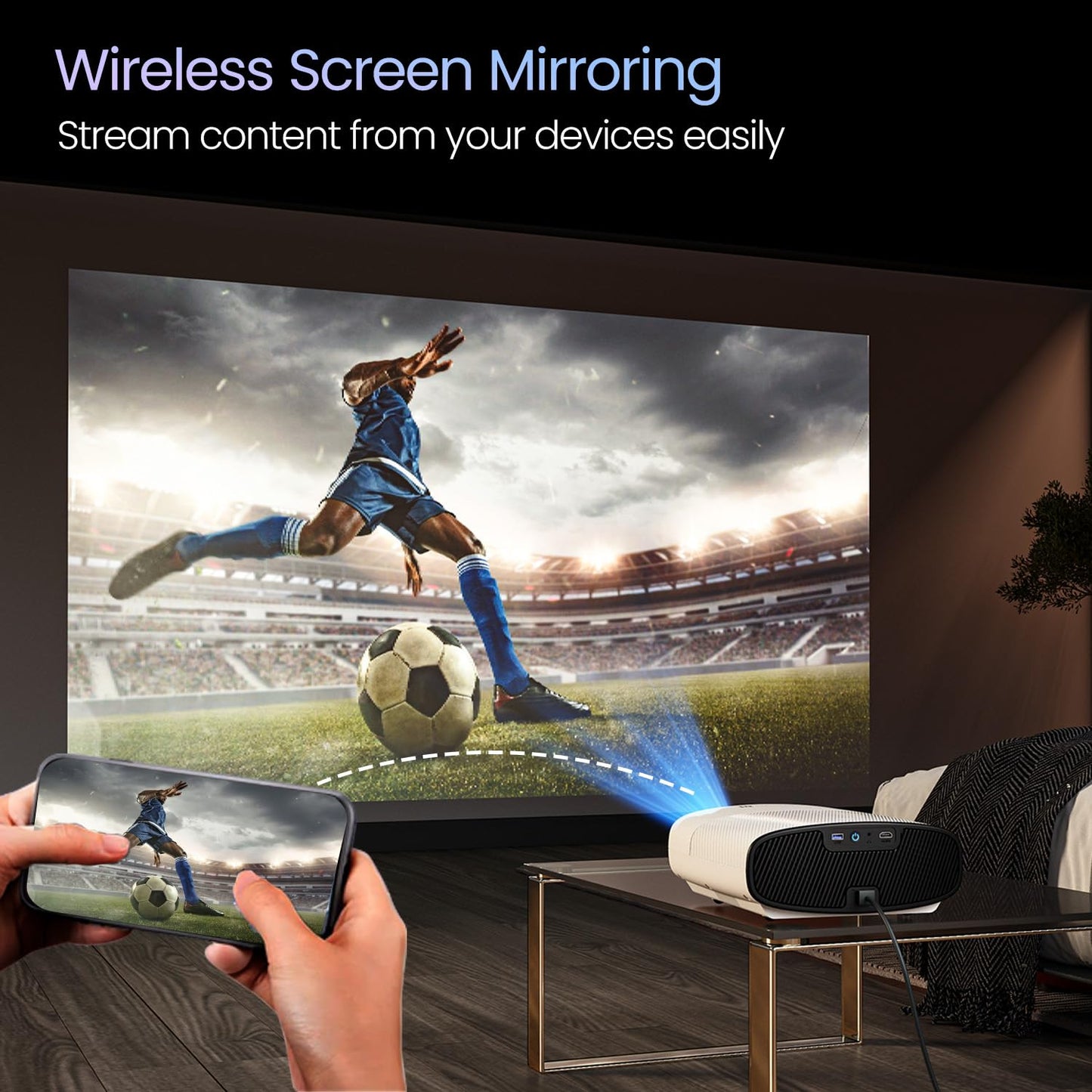 (Open Box) Portronics Beem 440 Smart LED Projector with 720p HD Resolution, Rotatable Design, Built-in Streaming Apps (Netflix, Prime Video, Hotstar), 2000 Lumens, Screen Mirroring, 3 Watts Speaker (White)