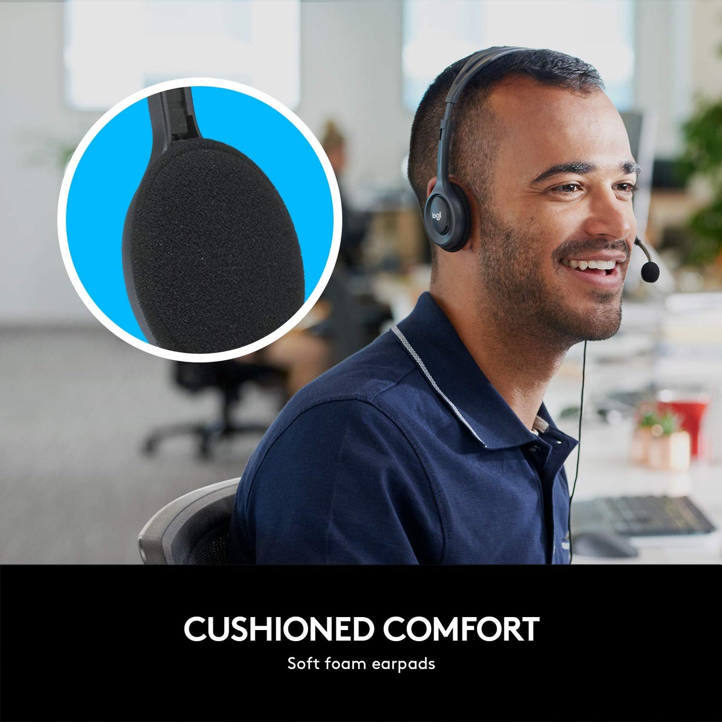 (Open Box) Logitech H111 Wired On Ear Headphones With Mic Black