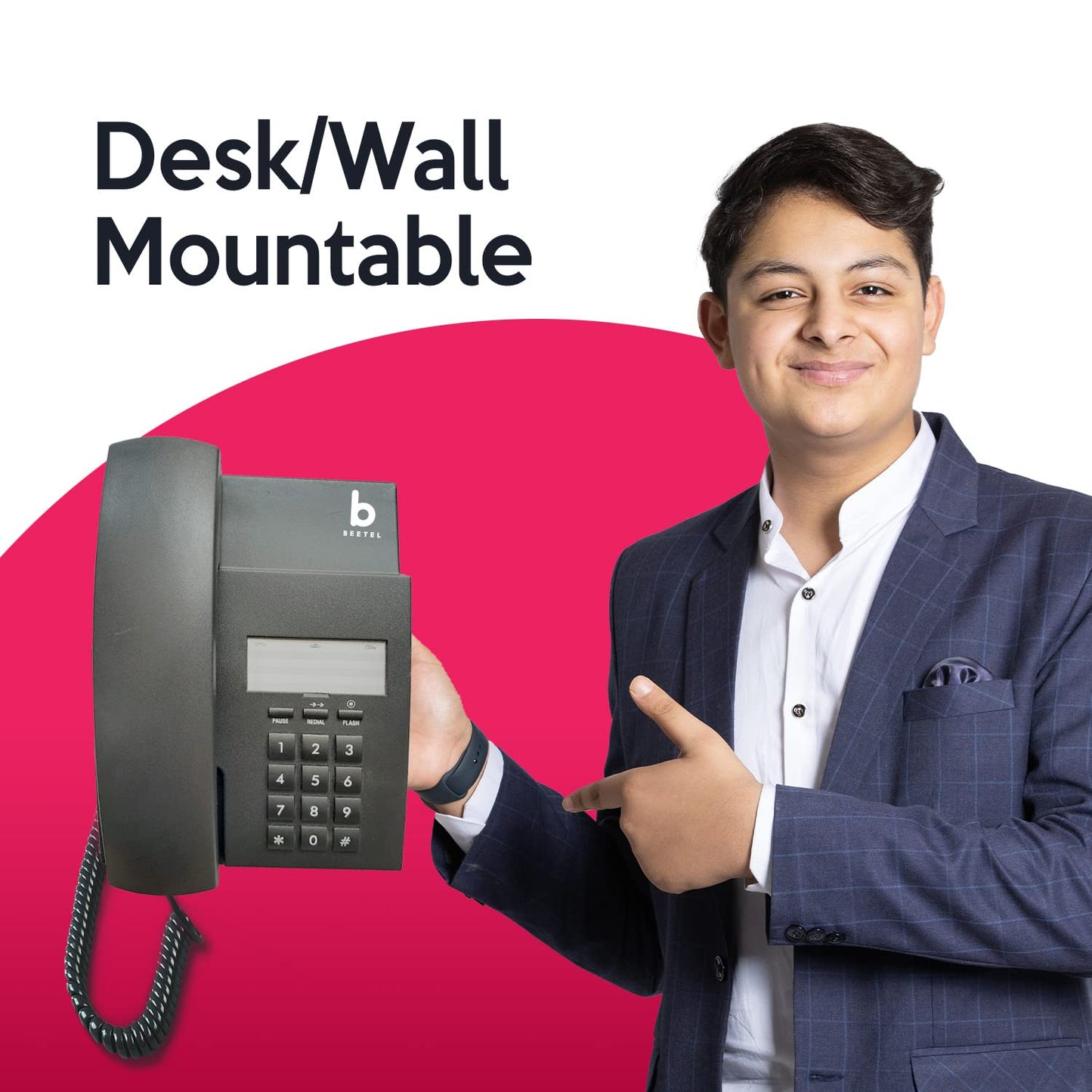 (Open Box) Beetel B11 Corded Landline Phone, Ringer Volume Control, LED for Ring Indication, Wall/Desk Mountable, Classic Design, Clear Call Quality, Mute/Pause/Flash/Redial Function (Made in India)(Black)(B11)