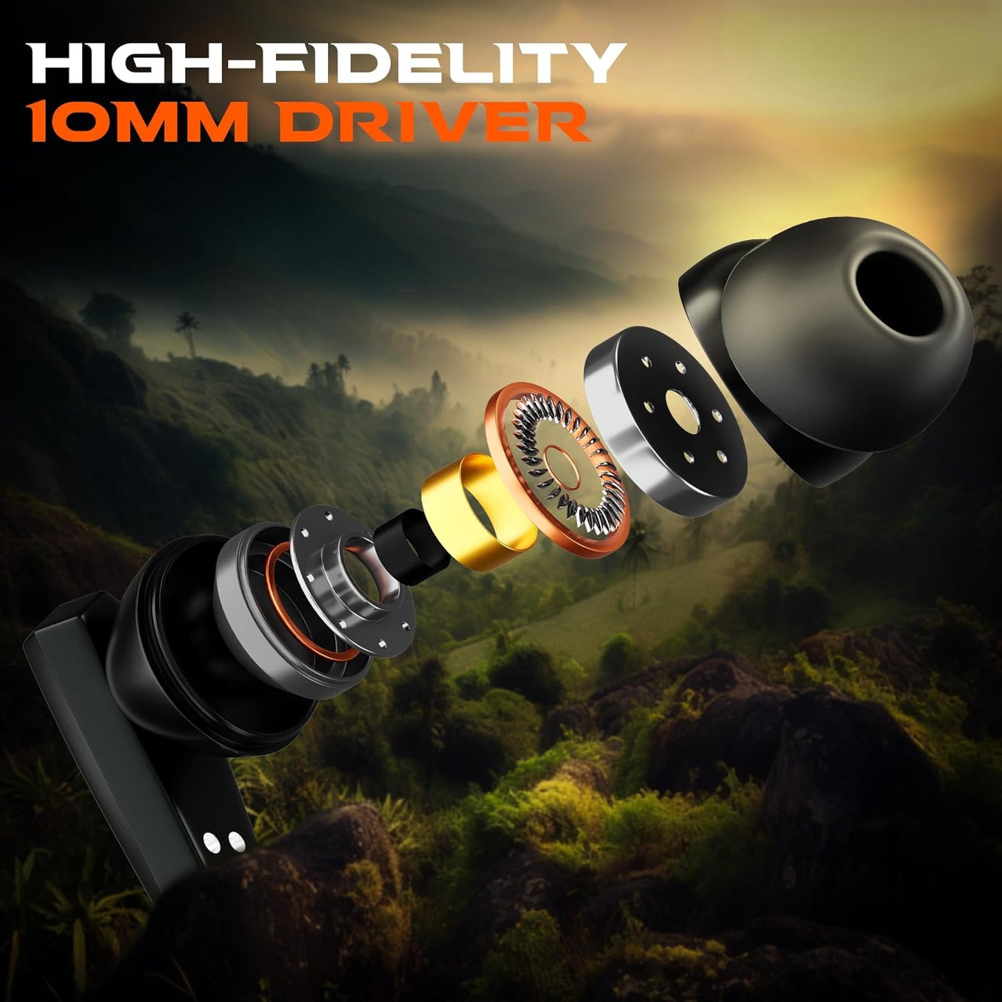 (OPEN BOX) TRIGGR Kraken X1 with Battery Display, 40ms Latency, Quad Mic ENC, 40 Hr Battery, v5.3 Bluetooth Headset (Black, True Wireless)
